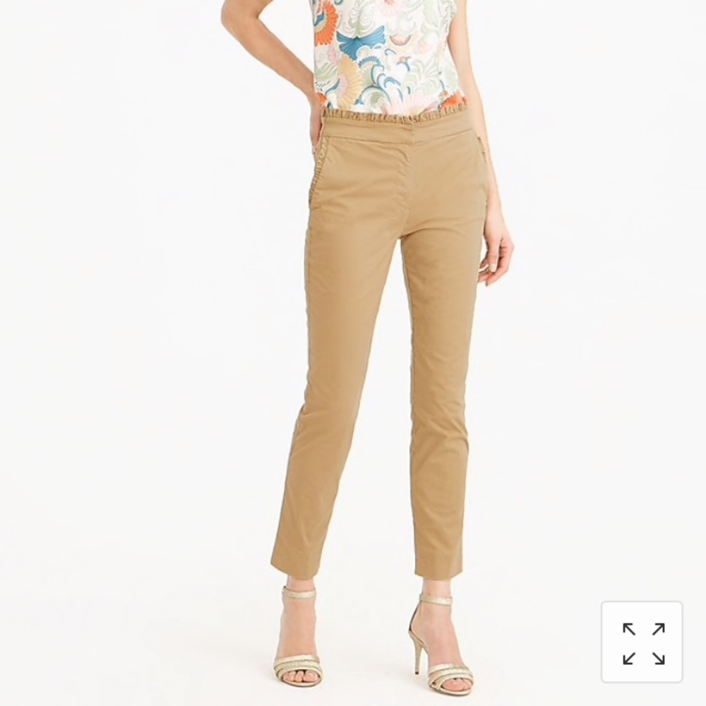 Jcrew Cropped Ruffle Chino Pant
